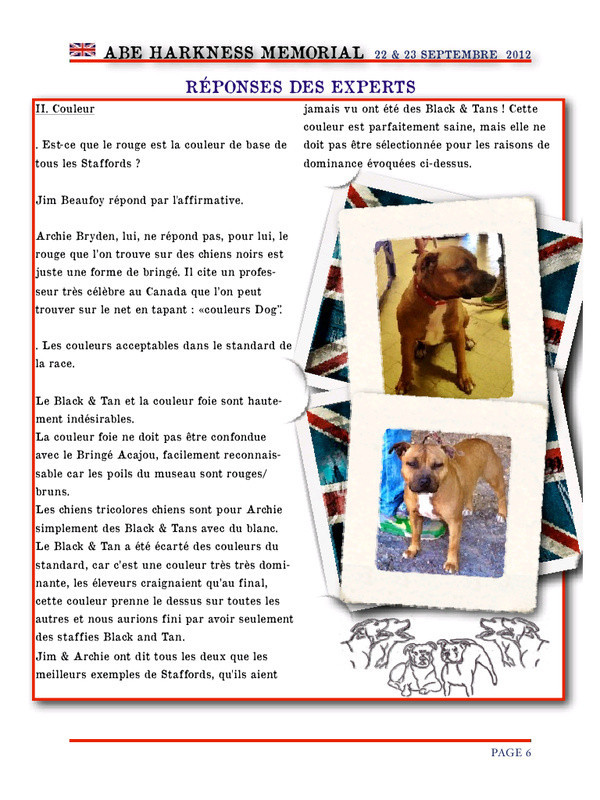 Conférence - ABE HARKNESS MEMORIAL - 22 et 23 Septembre 2012 - Staffordshire Bull Terrier 
